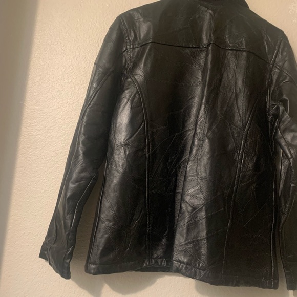 Black leather jacket size Large - Picture 3 of 6